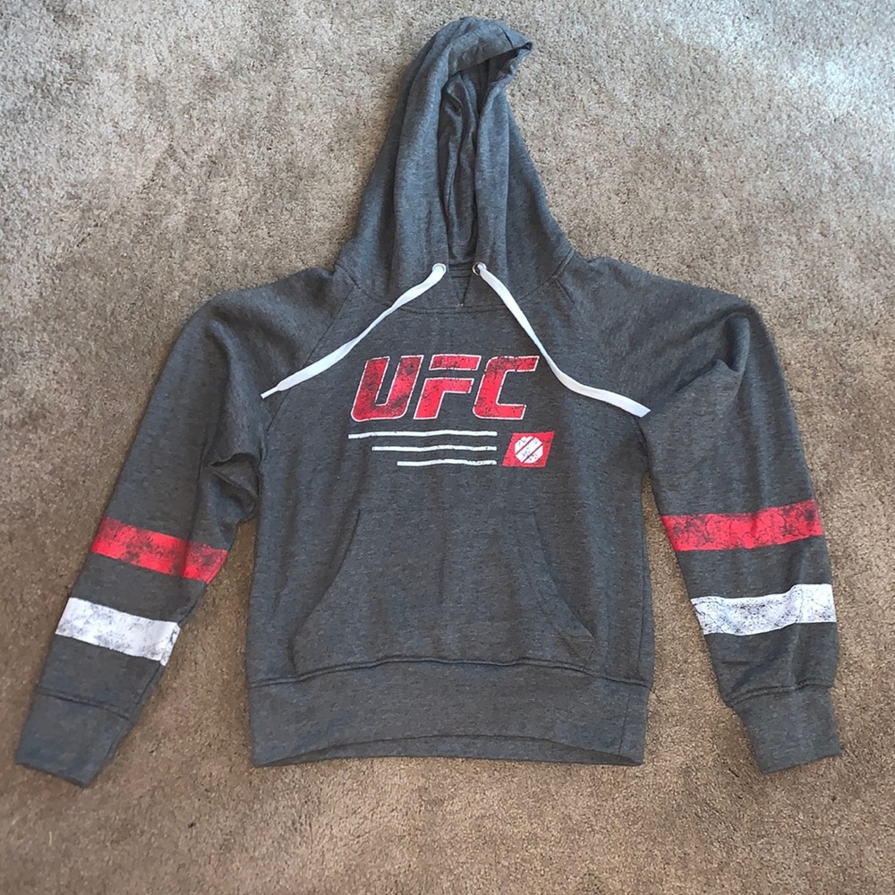 UFC Gray Hoodie with Red and White Accents